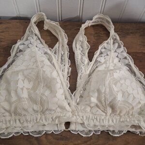 Aerie Medium White Lace Bralette Pullover Padded